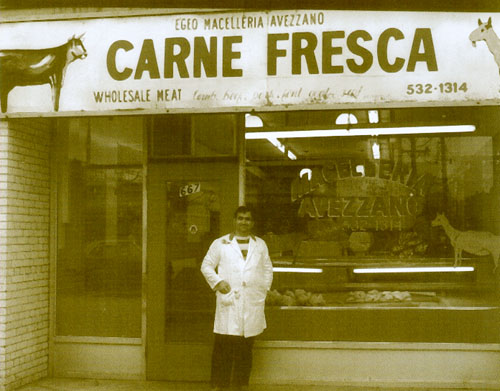 Dad in front of Christie Street store